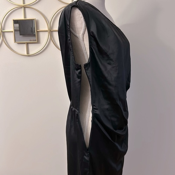 Prettygarden woman’s black left cold shoulder side slit ruched bodycon size L - Picture 5 of 12